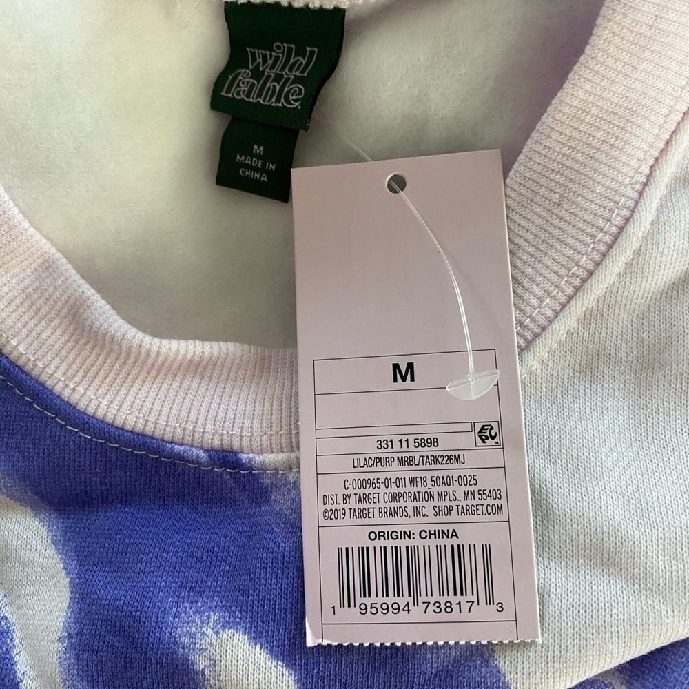 Wild Fable Oversized Women's/Unisex Lilac Marble Crewneck Sweatshirt NWT Size M - Picture 3 of 4